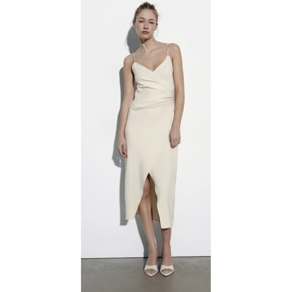 NWT Zara Sparkly Rhinestone Strap Slip Dress M